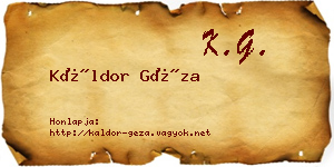 Káldor Géza névjegykártya