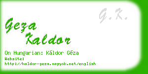 geza kaldor business card